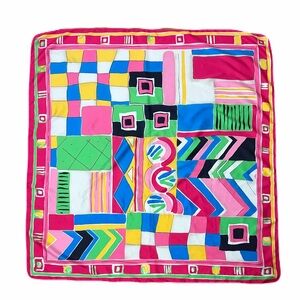 Vintage colorful abstract geometric Scarf Made in Italy